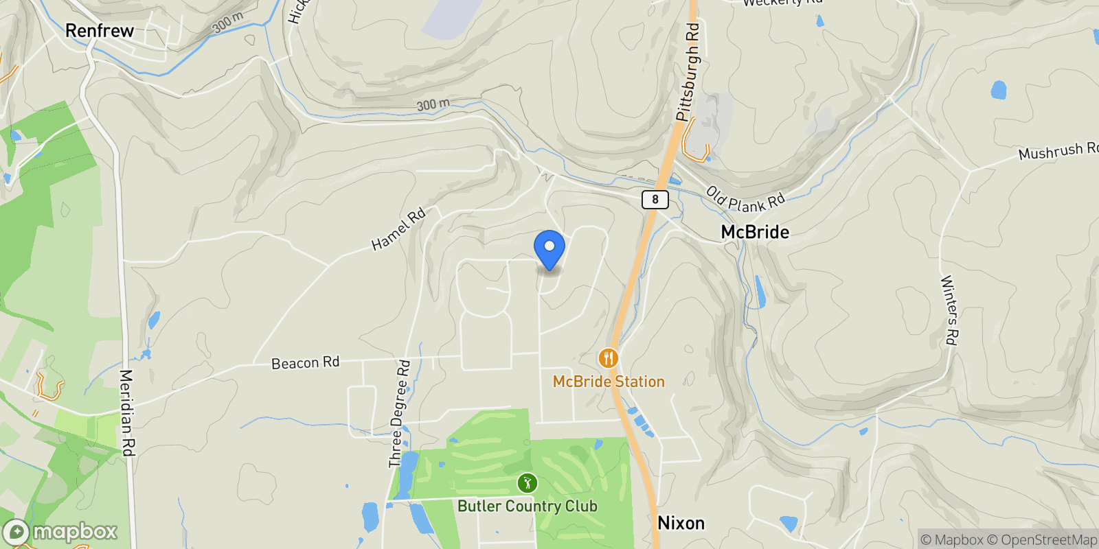 Map showing 123 Wildwood Drive , Butler, PA 16002, Nixon, Pennsylvania, United States.