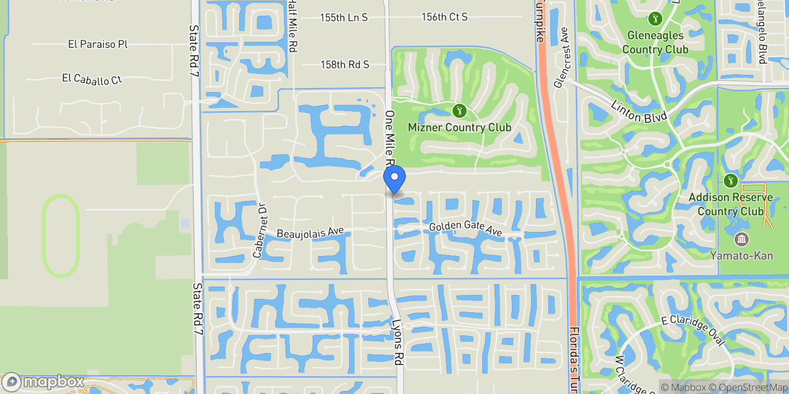 Map showing 16491 Gateway Bridge Drive , Delray Beach, FL 33446, Delray Beach, Florida, United States.
