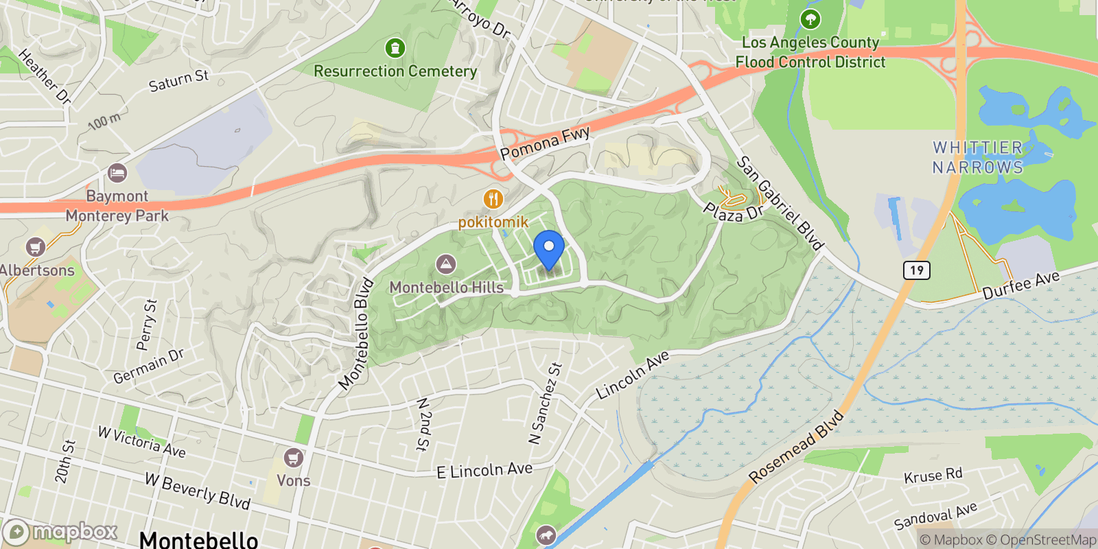 Map showing 258 Sage Way, Montebello, California, United States.