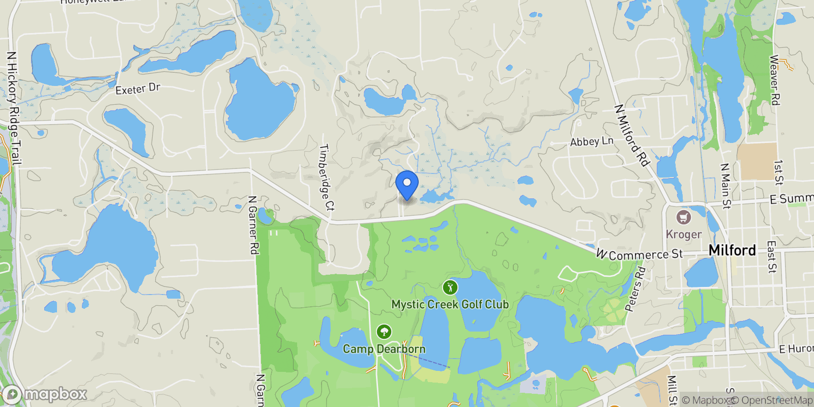Map showing 1164 Lake Forest Way, Milford Charter Township, MI 48380, Highland Charter Township, Michigan, United States.