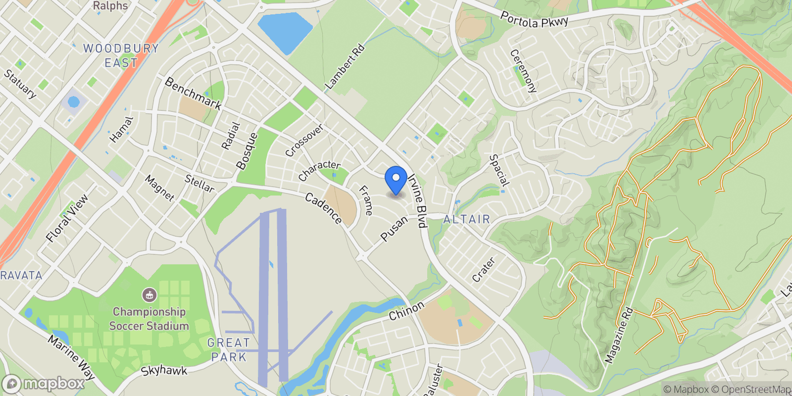 Map showing 145 Apron, Irvine, California, United States.