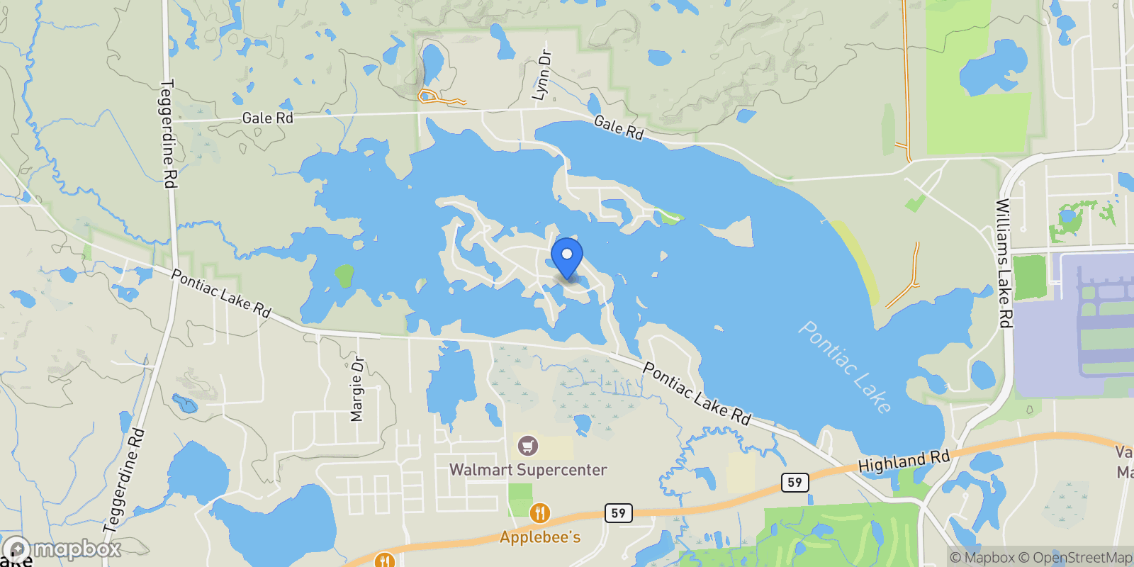 Map showing 9090 Buckingham Street, White Lake Charter Township, MI 48386, Pontiac, Michigan, United States.