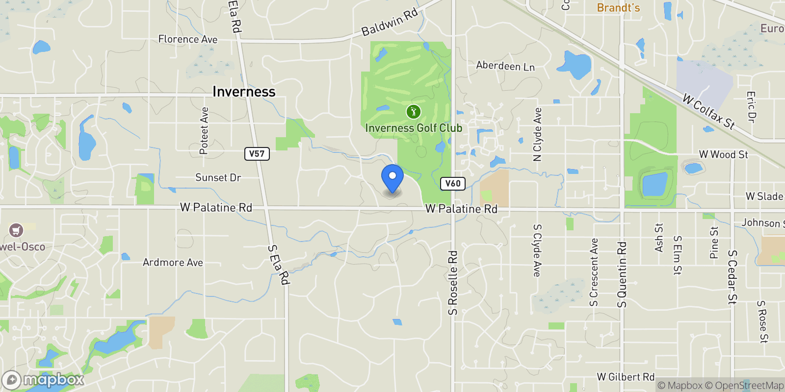 Map showing 1596 W Palatine Road, Palatine, Illinois, United States.