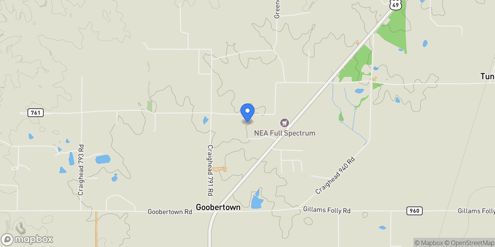 Map showing 857 County Road 761, Paragould, AR 72450, Brookland, Arkansas, United States.