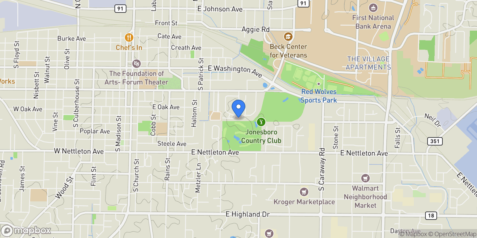 Map showing 1005 Fairway Drive, Jonesboro, AR 72401, Jonesboro, Arkansas, United States.