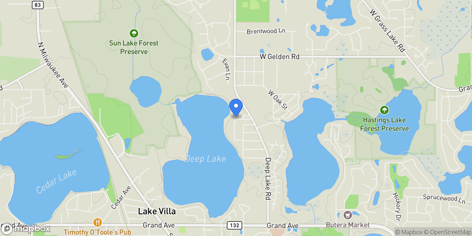 Map showing 21990 W 6th Street, Lindenhurst, Illinois, United States.