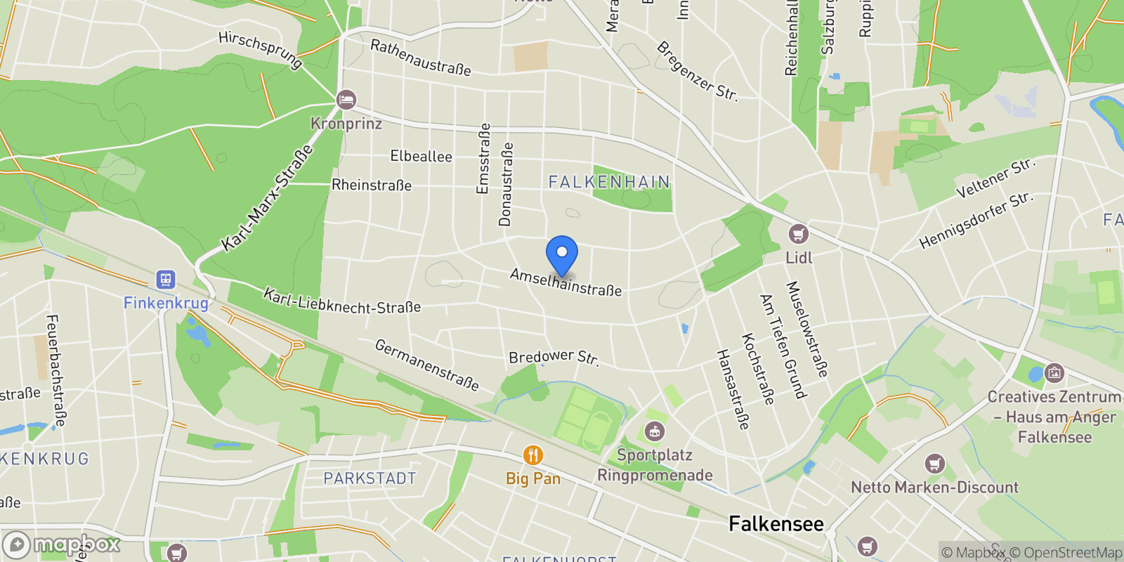 Map showing Falkensee, Brandenburg, Falkensee, Falkensee, Brandenburg, Germany.