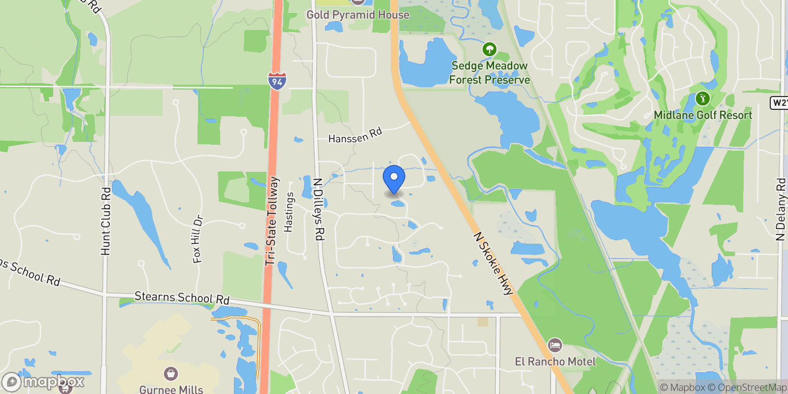 Map showing 2510 Bayswater Circle, Gurnee, Illinois, United States.