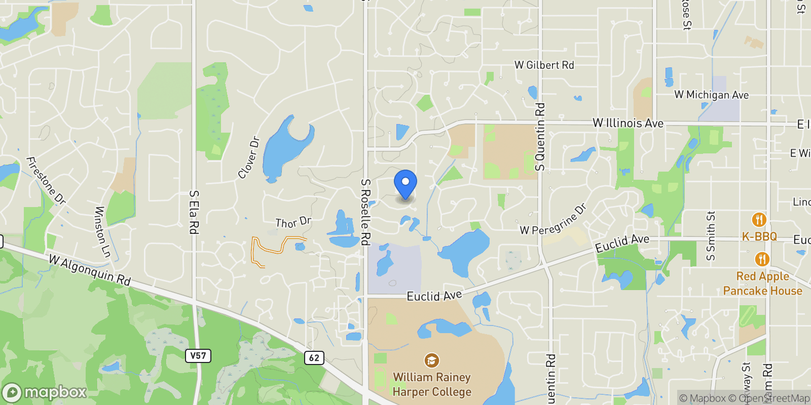 Map showing 1292 W Windhill Drive, Palatine, Illinois, United States.