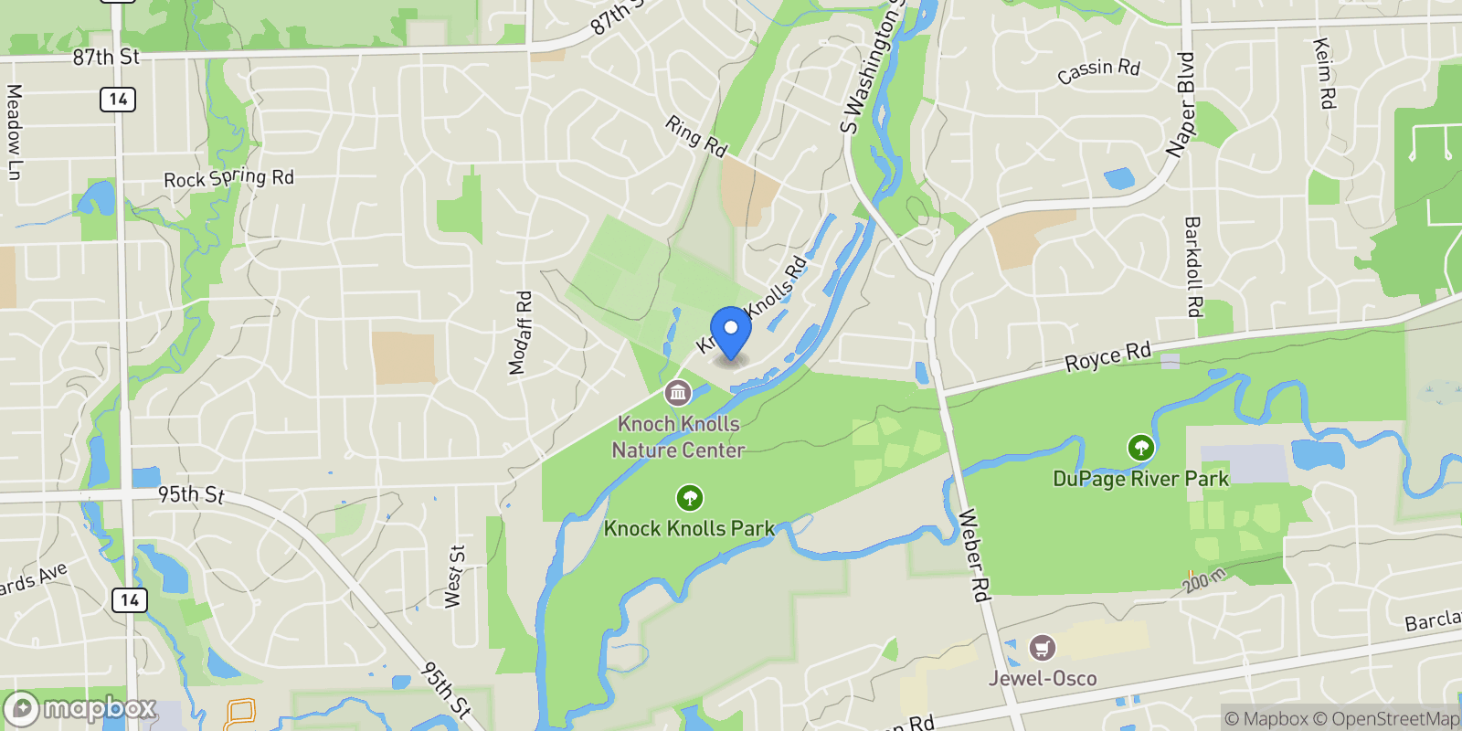 Map showing 203 Settlers Court, Bolingbrook, Illinois, United States.