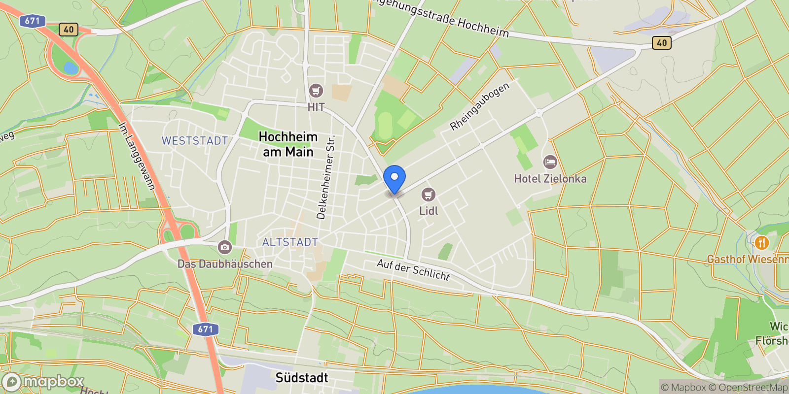 Map showing Hochheim am Main, HE, Hochheim am Main, Hessen, Germany.