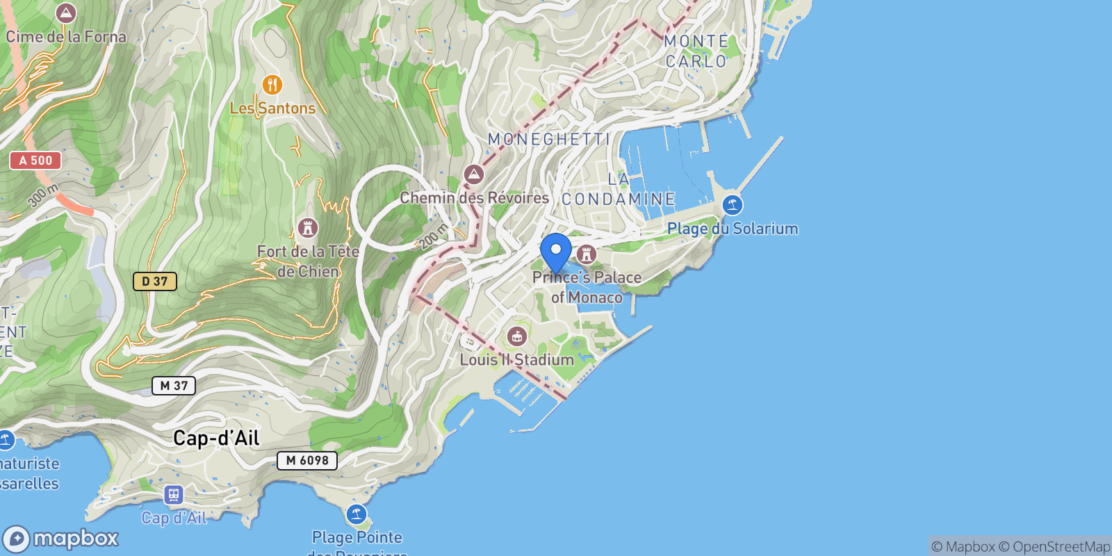 Map showing 7 Quai Jean-Charles Rey, 98000 Monaco, Monaco, Monaco.