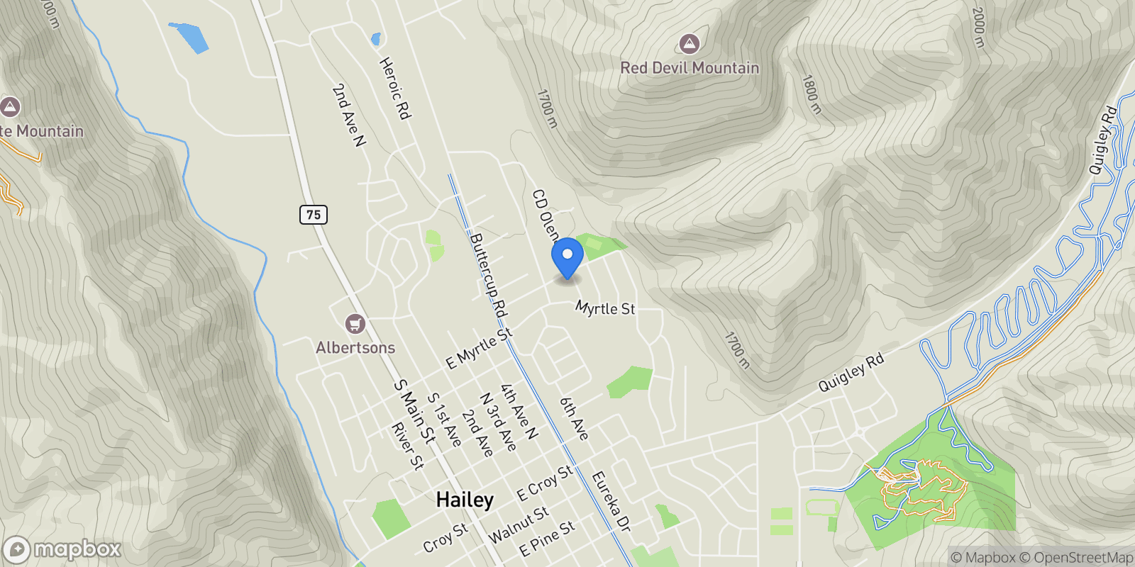 Map showing 661 CD Olena Dr, Ketchum, Idaho, United States.
