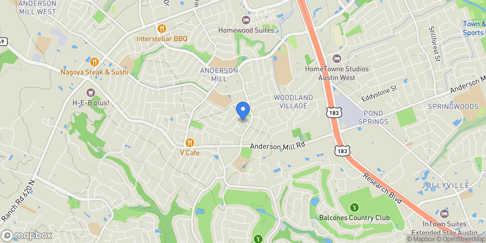 Map showing 10401 Mourning Dove Dr, Austin, Texas, United States.