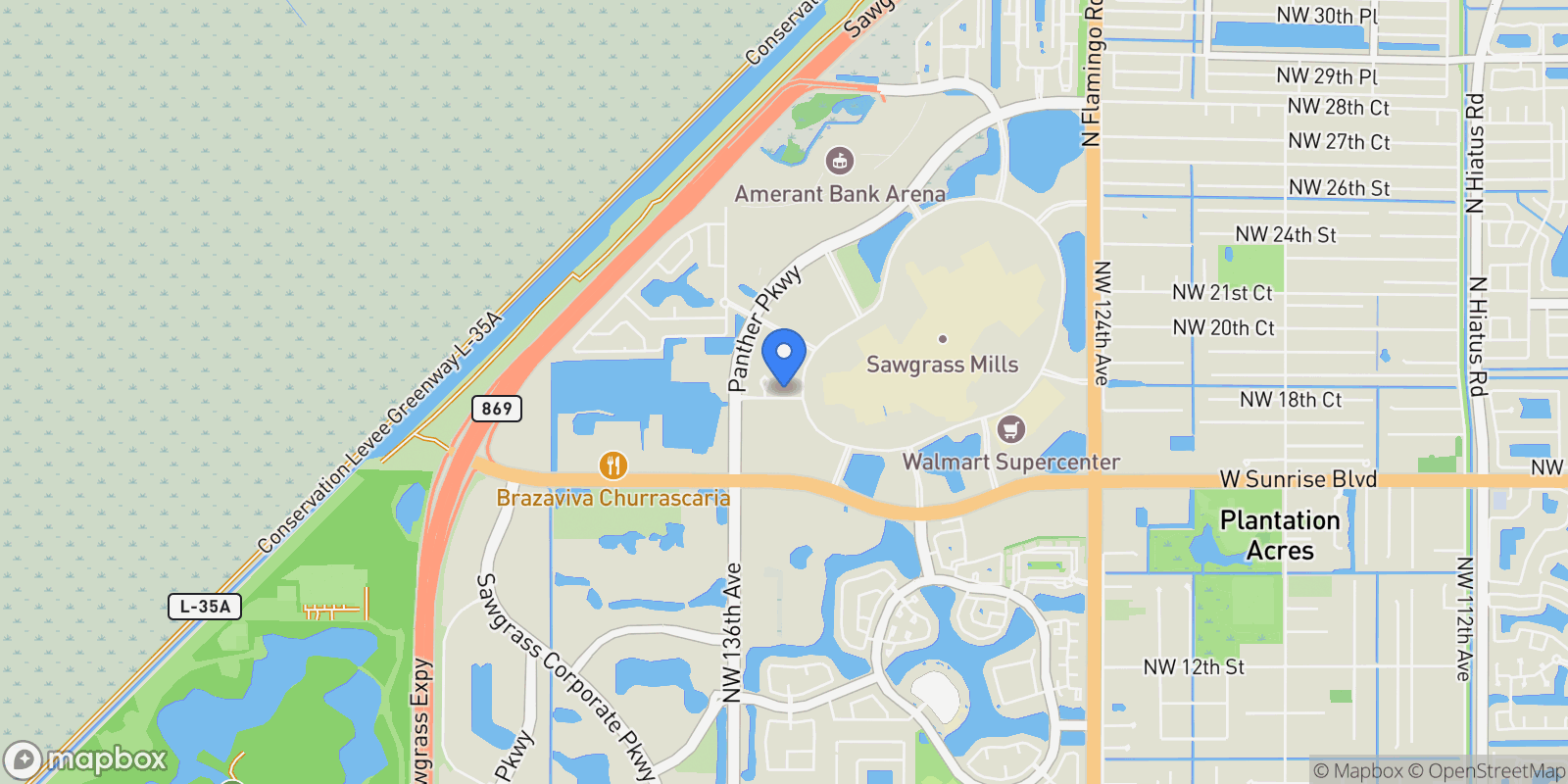 Map showing 2000 Metropica Way Unit# 2607, Sunrise, FL 33323, Plantation, Florida, United States.