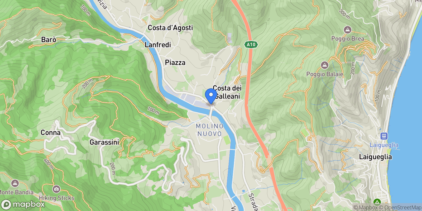 Map showing Liguria, Andora, Liguria, Italy.