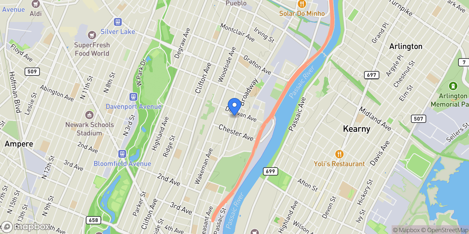 Map showing 564 Broadway, Newark, NJ 07104, Newark, New Jersey, United States.