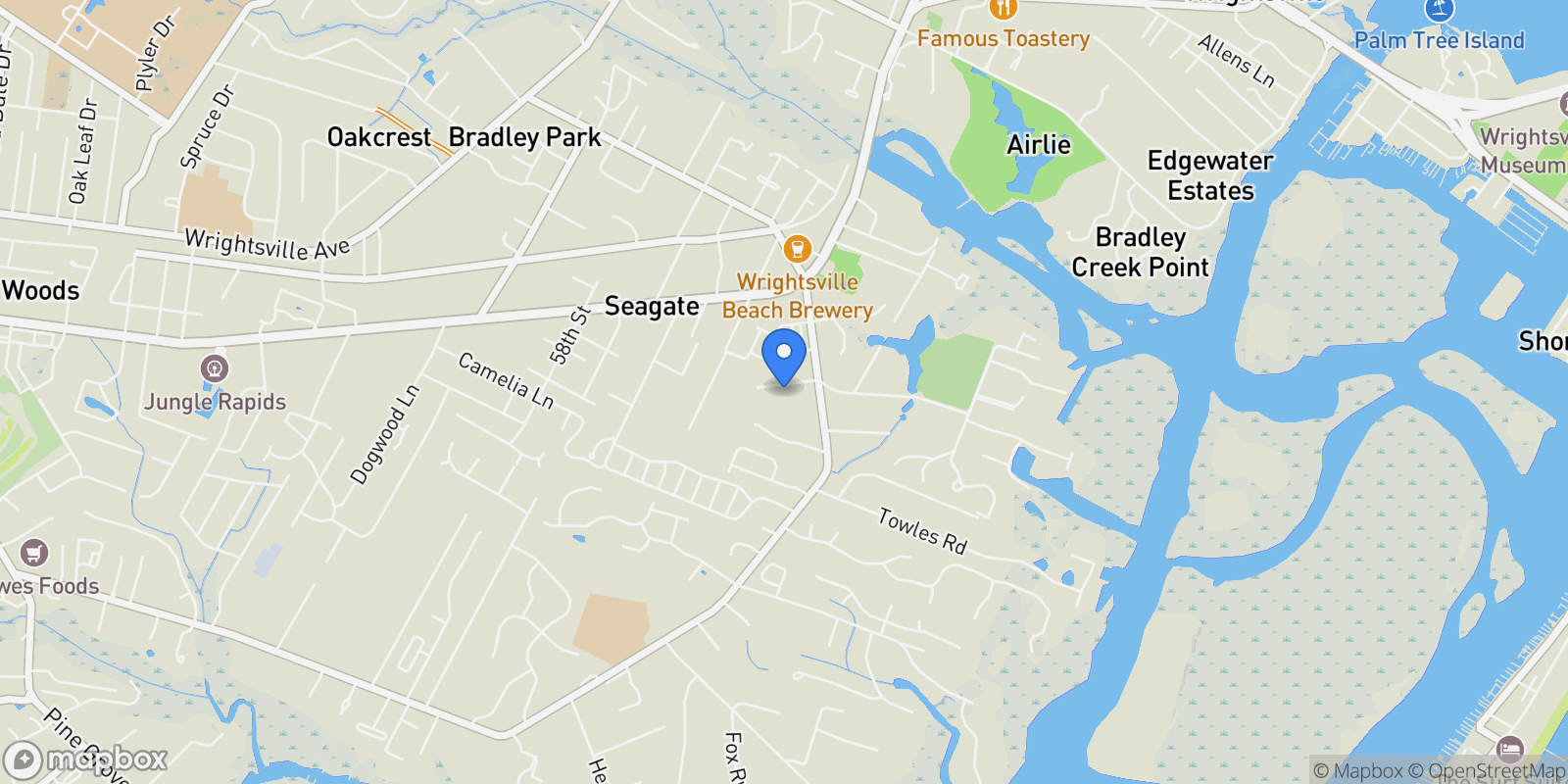 Map showing 6132 Bailey Buck Road, Porters Neck, North Carolina, United States.