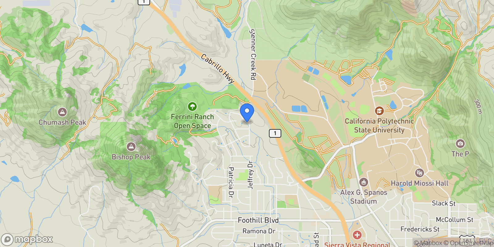 Map showing 860 Skyline Drive, San Luis Obispo, CA 93405, San Luis Obispo, California, United States.