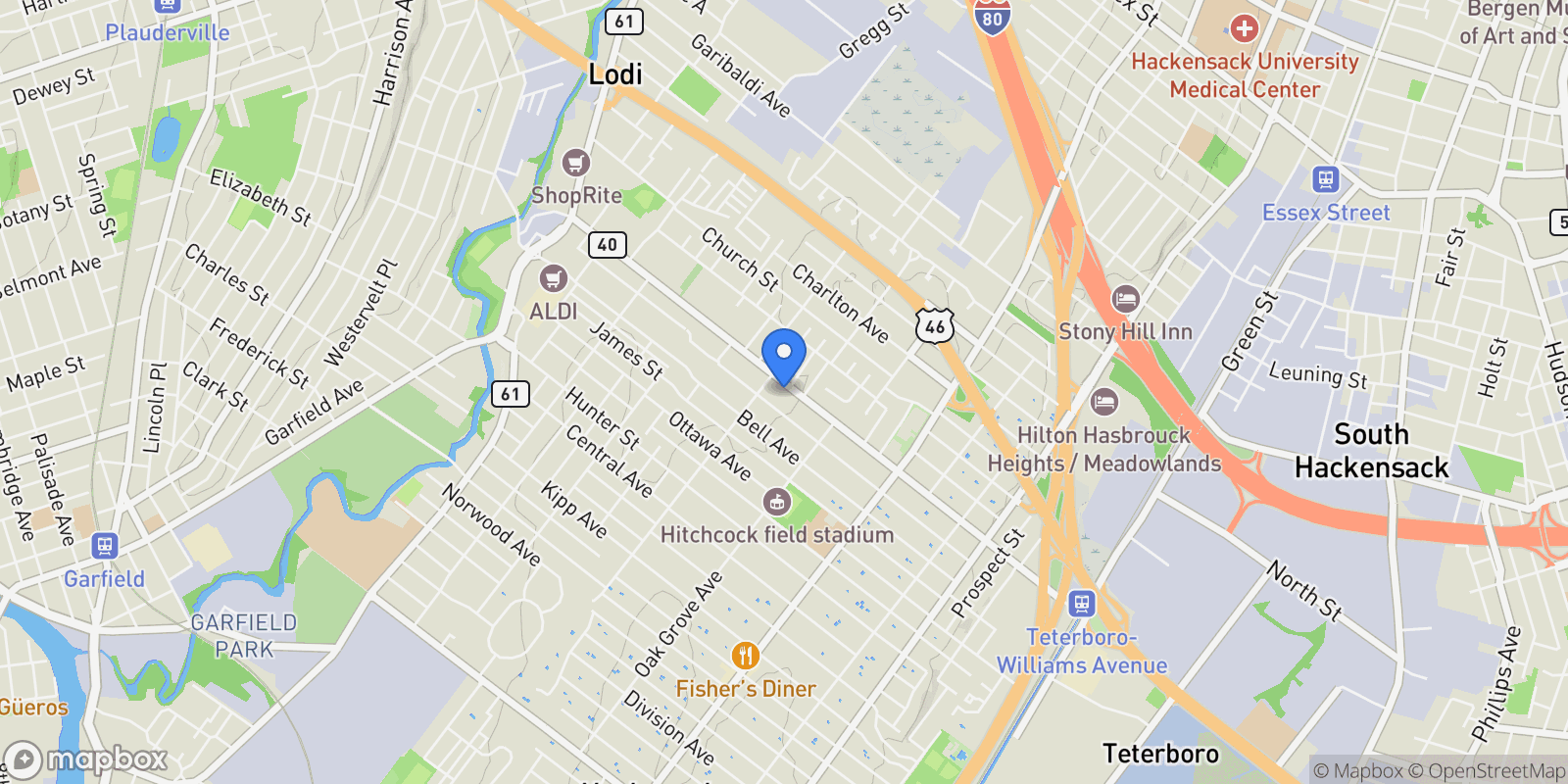 Map showing 274 Union Street, Lodi, NJ 07644, Lodi, New Jersey, United States.