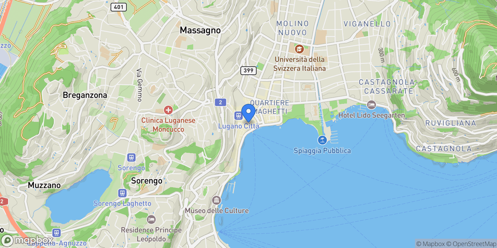 Map showing Lugano, Switzerland, Lugano, Ticino, Switzerland.