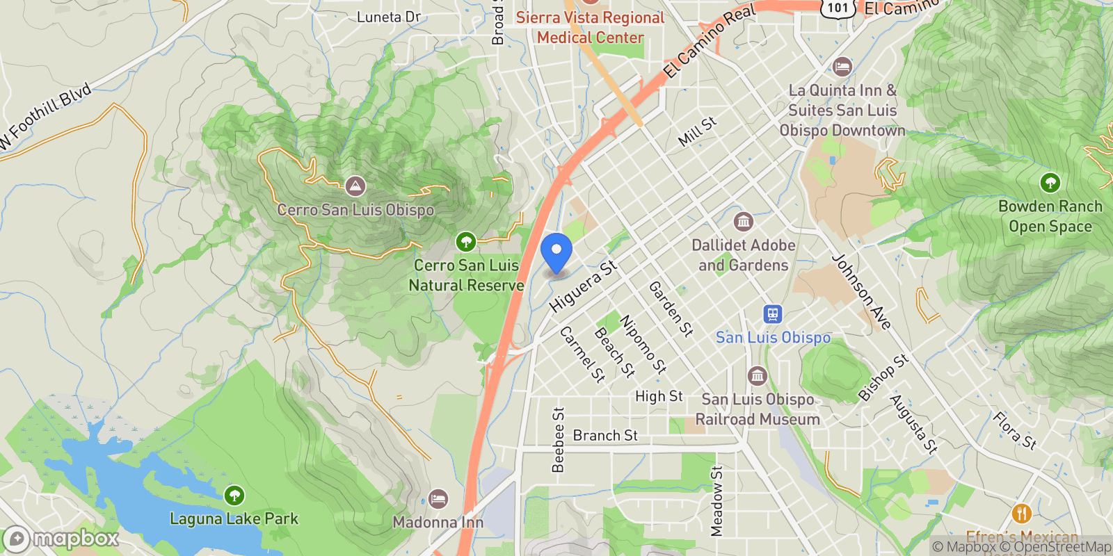 Map showing 507 Dana Street , San Luis Obispo, CA 93401, San Luis Obispo, California, United States.