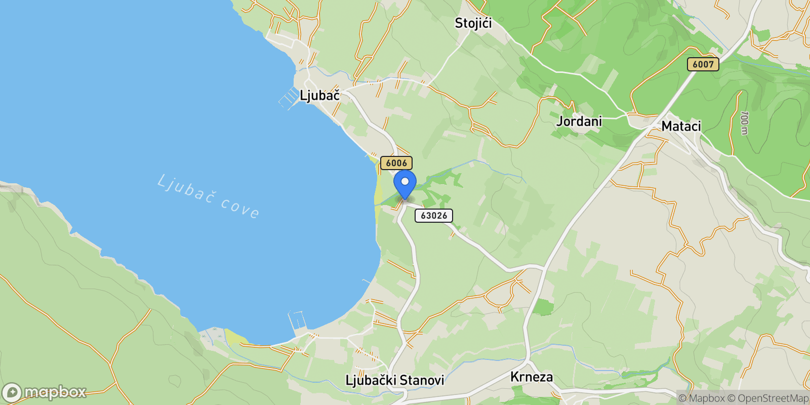 Map showing Ljubač 27, 23248, Ljubač, Croatia, Opcina Razanac, Zadar County, Croatia.