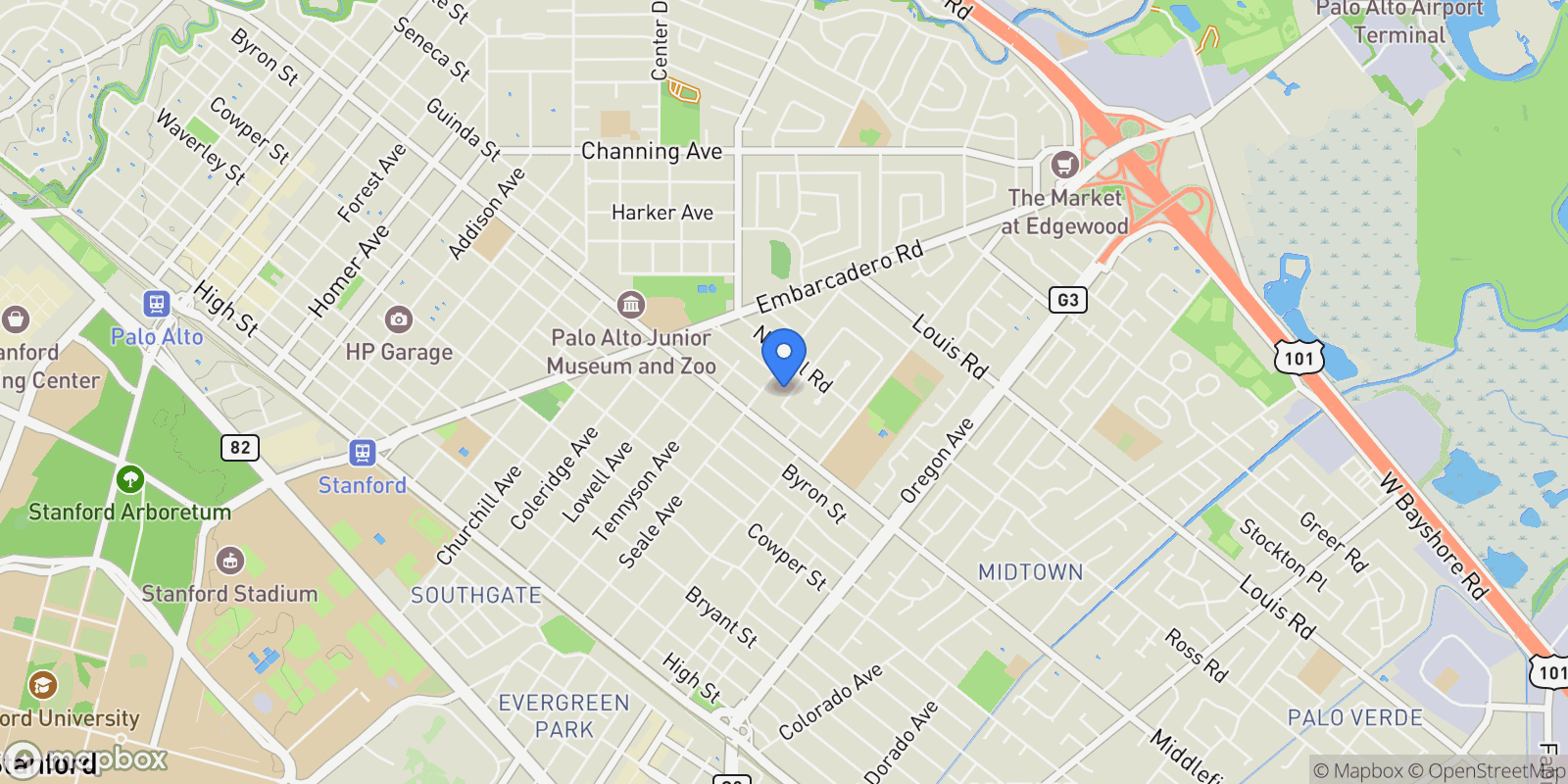 Map showing 755 Northampton Drive, East Palo Alto, California, United States.
