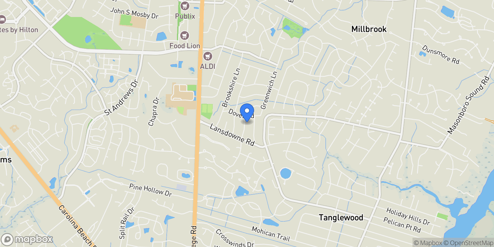 Map showing 122 Devonshire Lane, Porters Neck, North Carolina, United States.