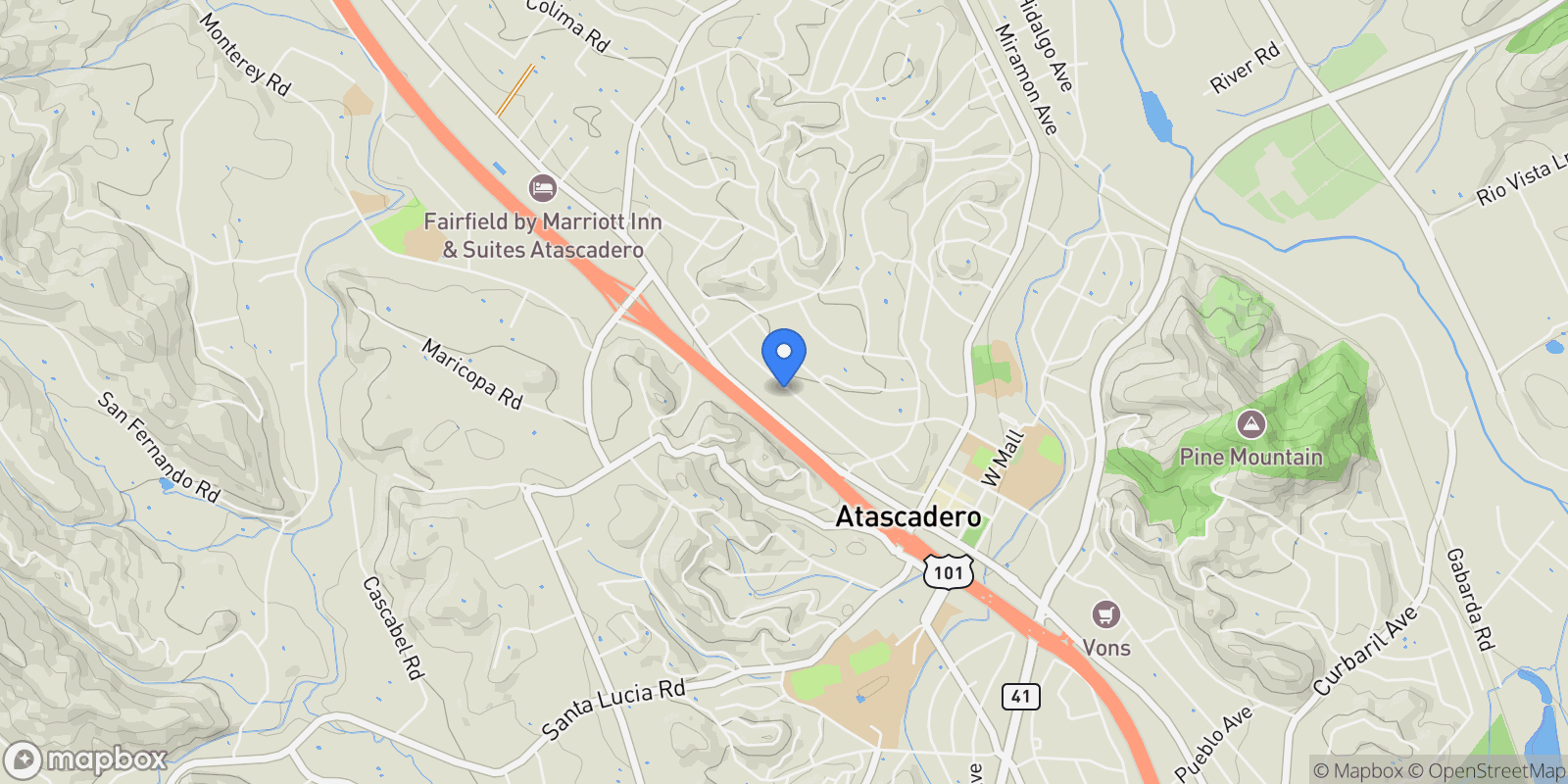 Map showing 5190 Palma Avenue, Atascadero, California, United States.