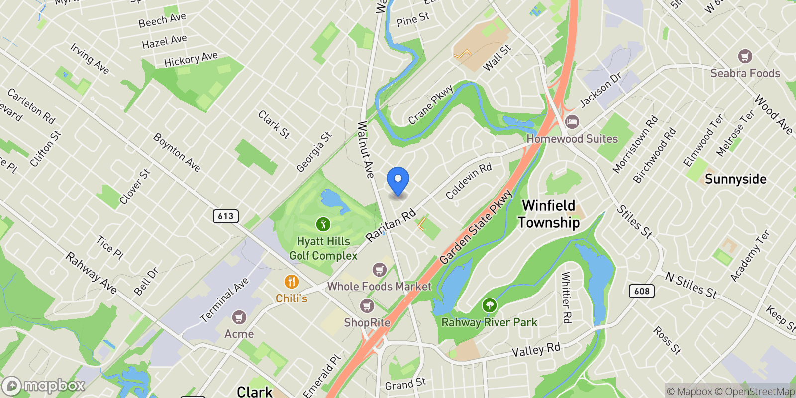 Map showing 24 Pershing Ave, Cranford Twp., NJ 07016, Cranford, New Jersey, United States.