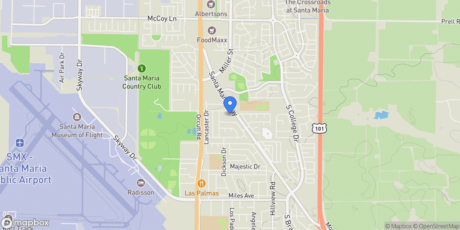 Map showing 400 E Waller Lane, Santa Maria, CA 93455, Santa Maria, California, United States.
