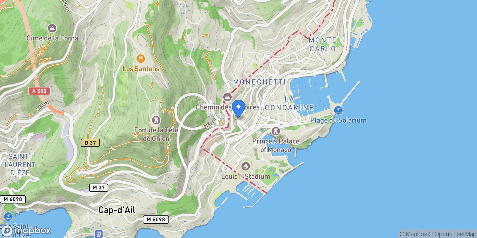 Map showing La Bettina - Jardin Exotique, Monaco, Monaco.