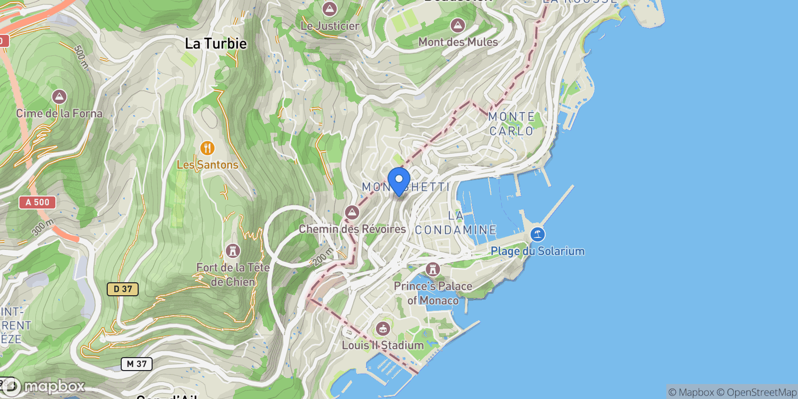Map showing Beverly Palace bloc B - Meneghetti, Monaco, Monaco.