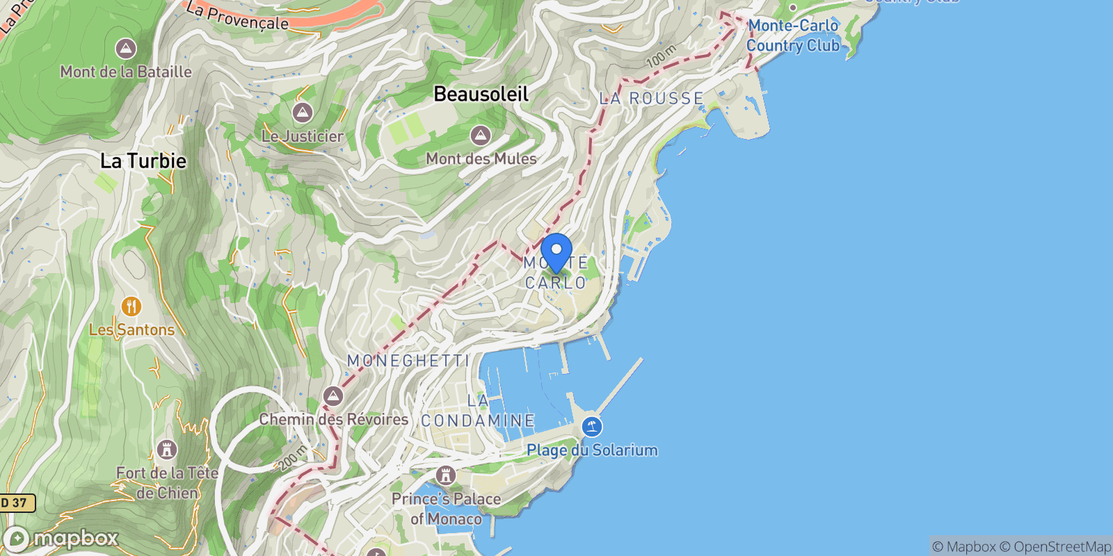 Map showing Le Richmond - Casino de Monte Carlo, Monaco, Monaco.
