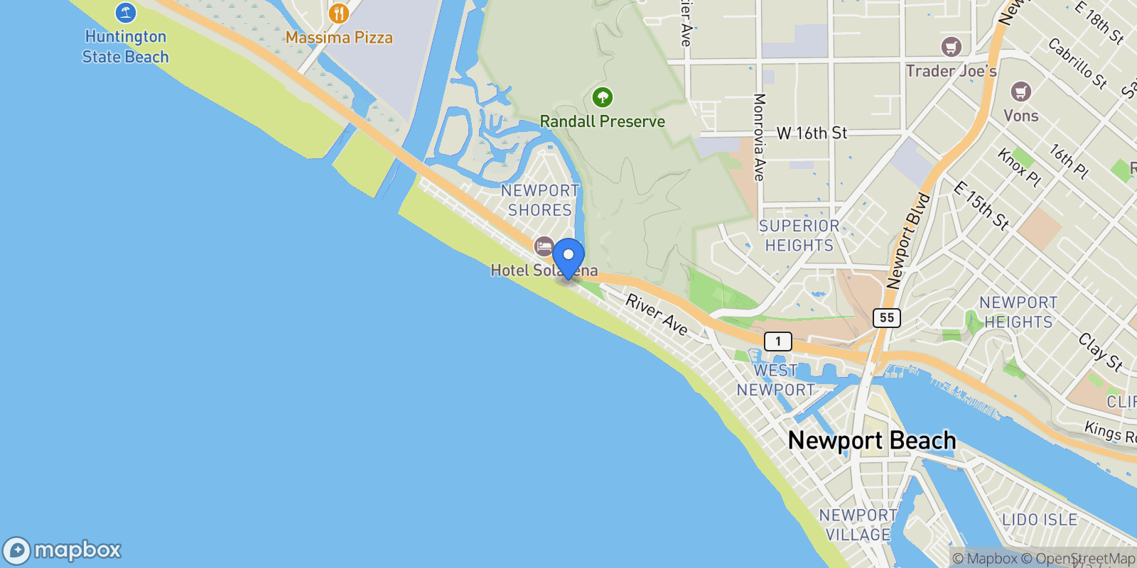 Map showing 5901 Seashore Drive, Newport Beach, California, United States.
