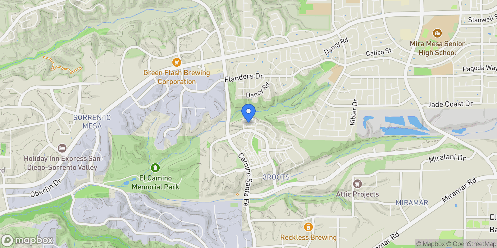 Map showing 8025 Silvercrest Way, San Diego, California, United States.