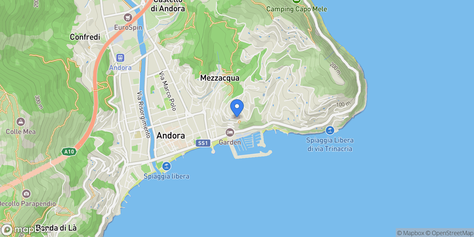 Map showing STRADA DELLA PINETA, Andora, Liguria, Italy.