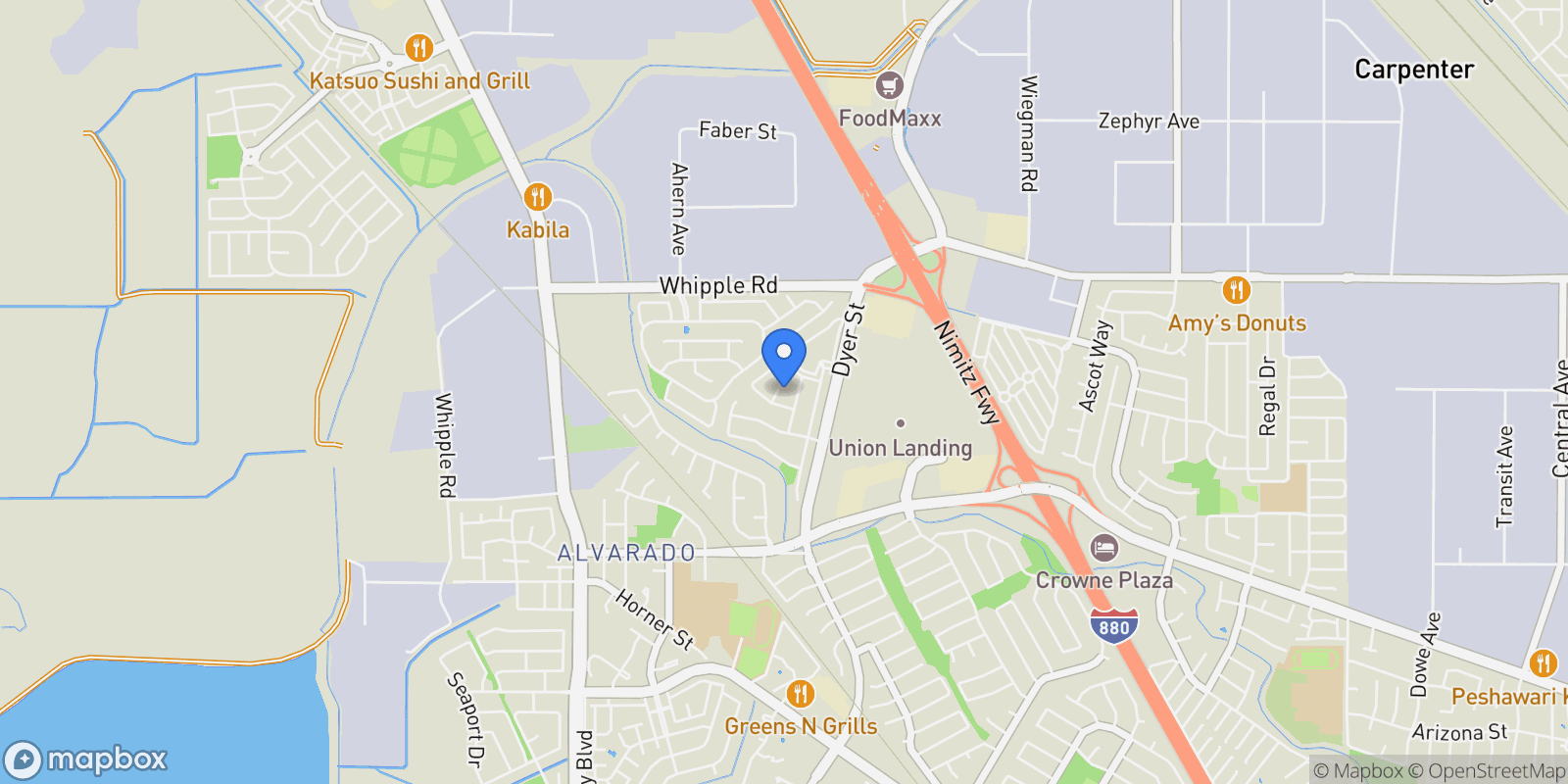 Map showing 3138 Chimney Ct, Union City, California, United States.