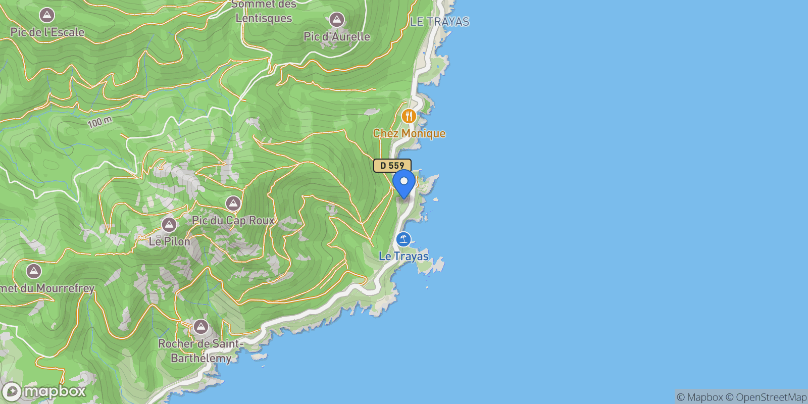 Map showing route du trayas, Saint-Raphaël, Provence-Alpes-Côte d'Azur, France.