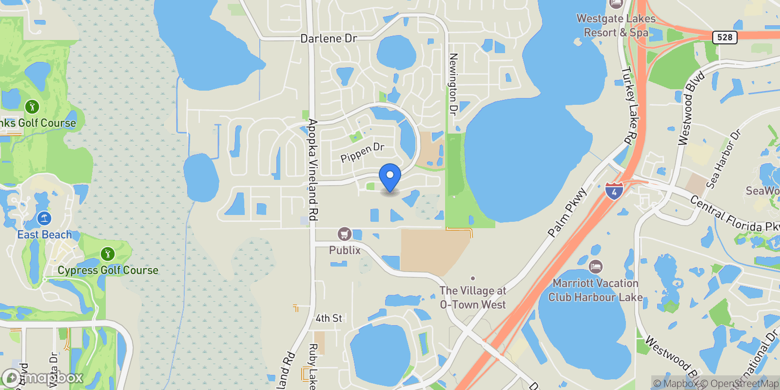 Map showing 8066 Ludington Circle, Orlando, FL 32836, Eatonville, Florida, United States.