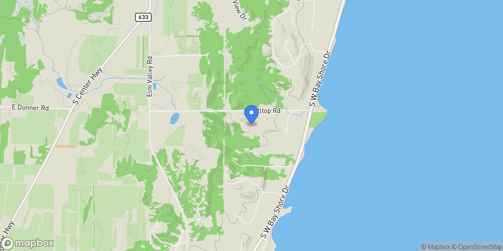 Map showing 10702 E Hill Top Road, Suttons Bay, MI, 49682, USA, Suttons Bay, Michigan, United States.