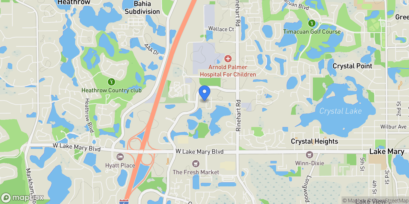 Map showing 1314 Patterson Terrace, Lake Mary, FL 32746, Lake Mary, Florida, United States.