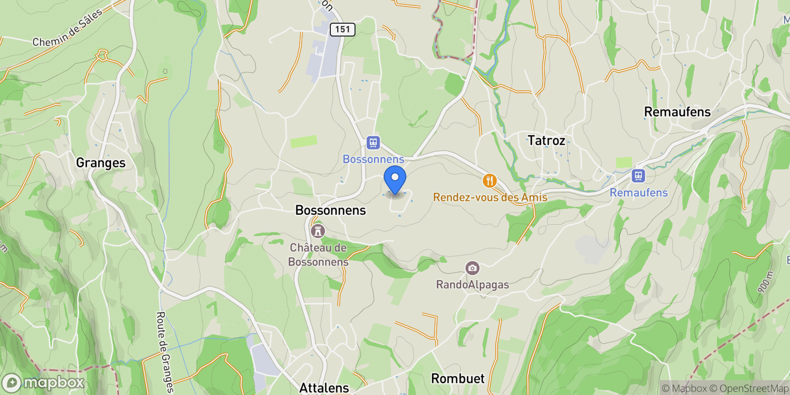 Map showing Bossonnens, Fribourg, Switzerland.