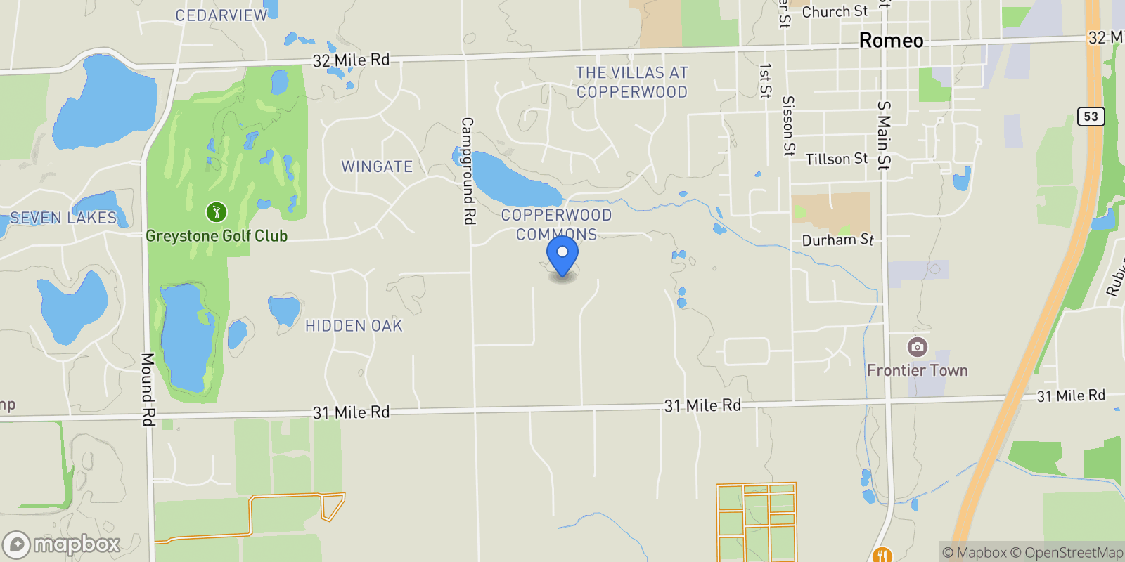 Map showing 67773 Quail Ridge, Washington Township, MI, 48095, USA, Washington, Michigan, United States.