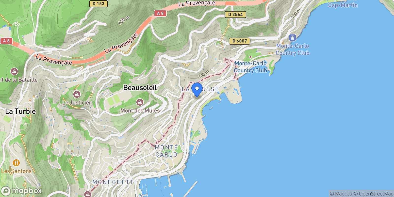 Map showing La Radieuse, 24 bd.d'Italie,La Rousse, Monaco, Monaco.