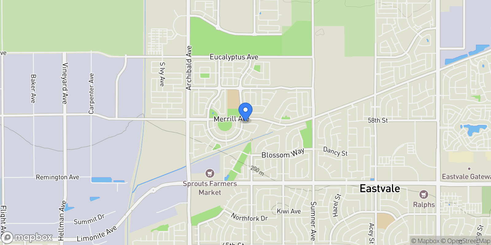 Map showing 3109 E Chip Smith Way, Ontario, CA 91762, Ontario, California, United States.