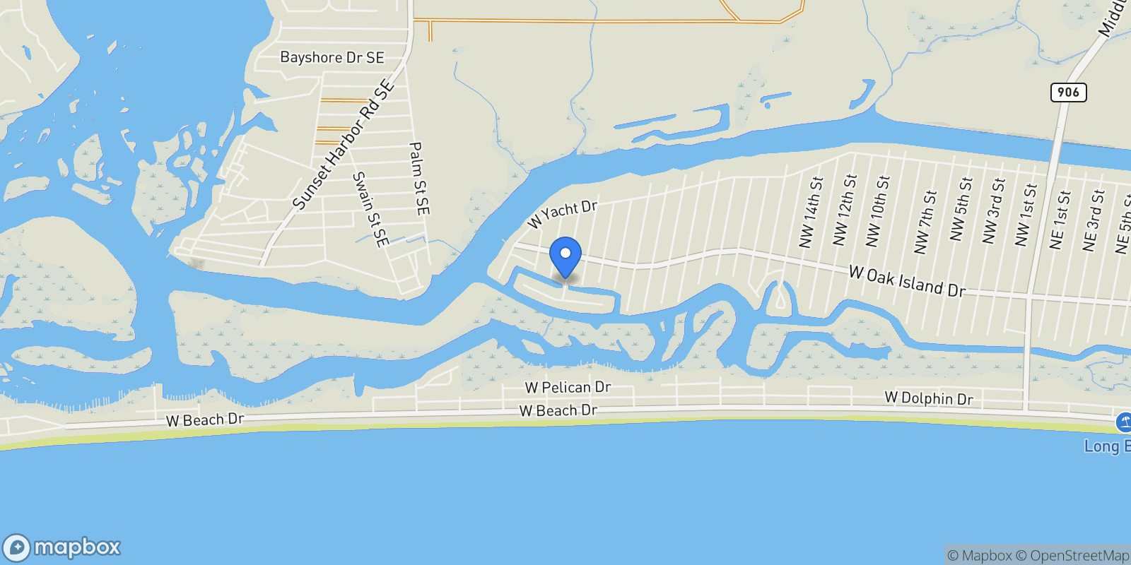 Map showing 101 SW 28th Street, Oak Island, North Carolina, United States.
