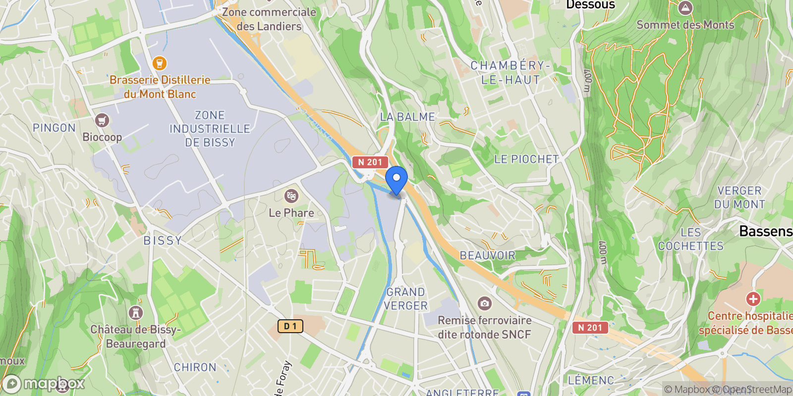 Map showing Chambéry, Auvergne-Rhône-Alpes, France.