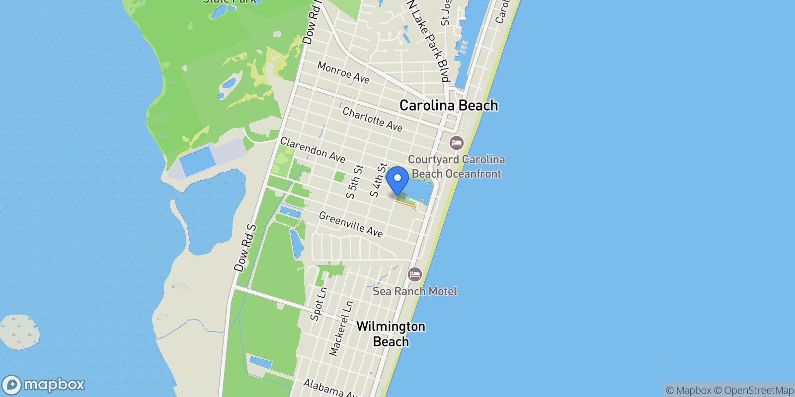 Map showing 611 Third Street S, Carolina Beach, North Carolina, United States.
